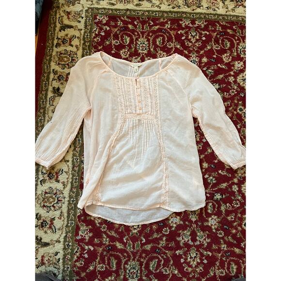 Sonoma Life + Style Light Pink Peasant Blouse Lace Pintuck Women’s XS - Picture 1 of 7
